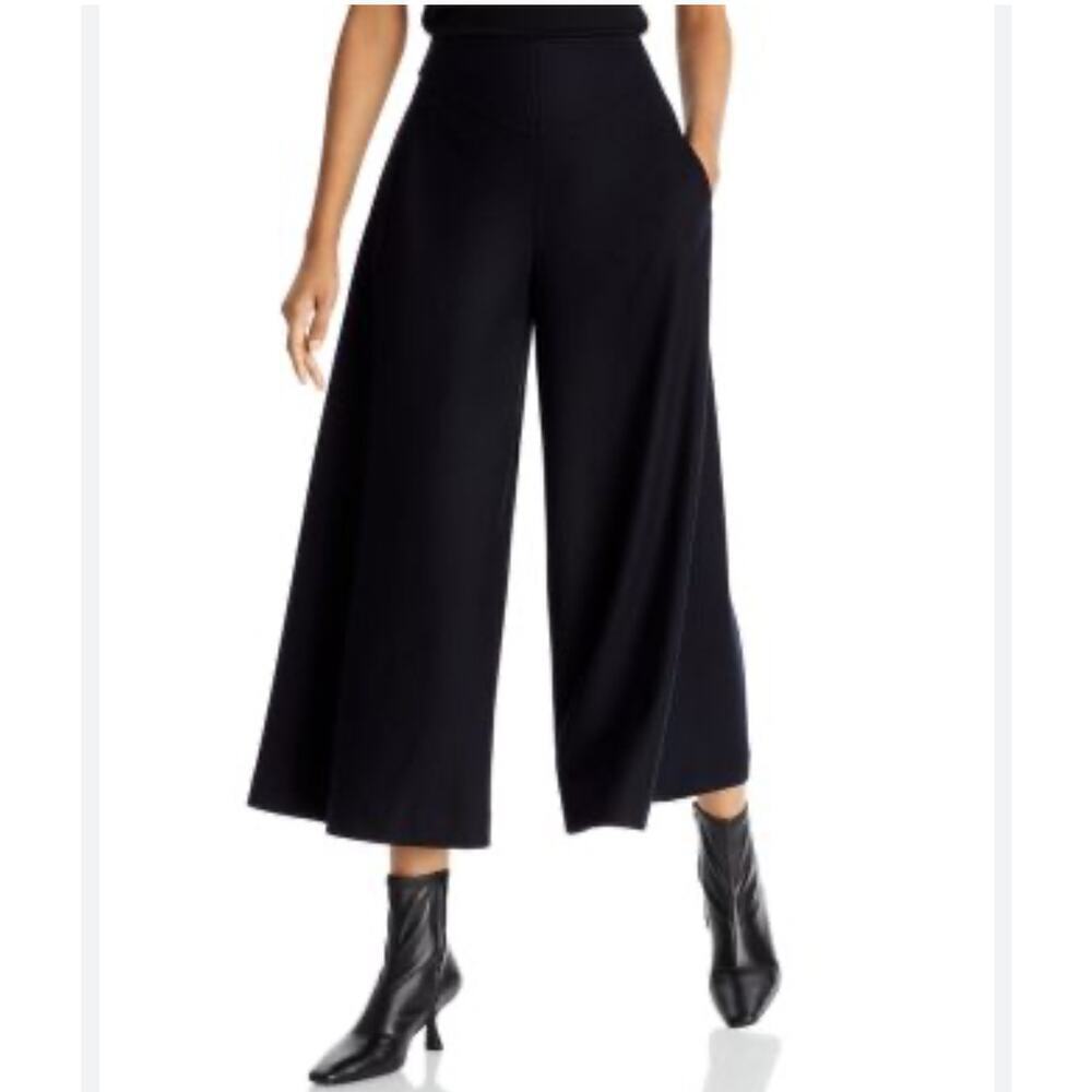 Olivaceous High Waisted Knit Wide Leg Cropped Pants Black Women's Size S NWOT